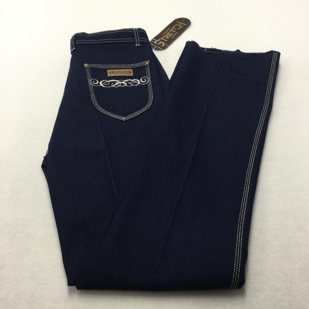 Lavana Stretch Bootcut Jeans Womens 33 Blue Dark Wash Embroidered Pockets Denim
